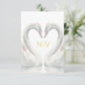 Swan Wedding RSVP QR Code Card Begleitkarte (Stehend Vorderseite)