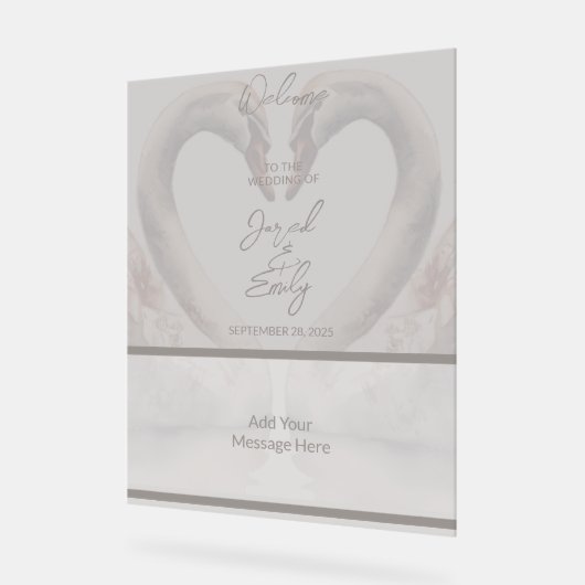 Swan Wedding Welcome Acrylschild (Winkel)