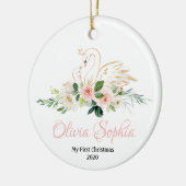 Swan Weihnachtsschmuck, Rosa und Gold Swan Keramik Ornament (Links)