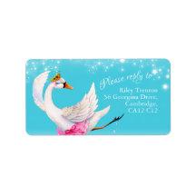Swan whimsy Aquarell Antwort-Adressetiketten