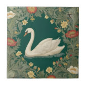 Swan William Morris Stil Links gegenüber Aquamarin Fliese (Vorderseite)