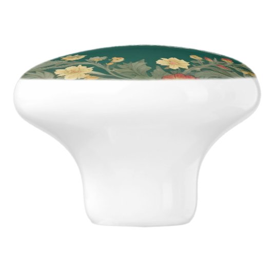 Swan William Morris Stil Links gegenüber Aquamarin Keramikknauf (Seitenansicht)