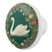 Swan William Morris Stil Links gegenüber Aquamarin Keramikknauf (Rechts)