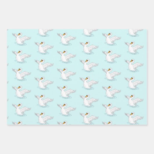 Swan Wrapping Paper Geschenkpapier Set (Vorderseite 2)