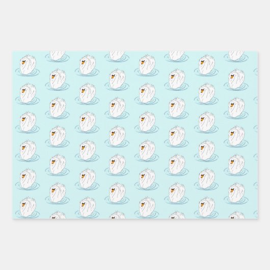 Swan Wrapping Paper Geschenkpapier Set (Vorderseite)