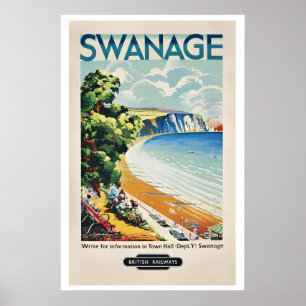 Swanage Bay Südosten von Dorset England Vintage Poster