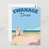 Swanage Dorset Vintages Küstenfahrplakat Postkarte (Vorne/Hinten)