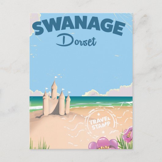 Swanage Dorset Vintages Küstenfahrplakat Postkarte (Vorderseite)