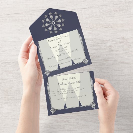 Swanky Art Deco All In One Einladung (Abreißen)