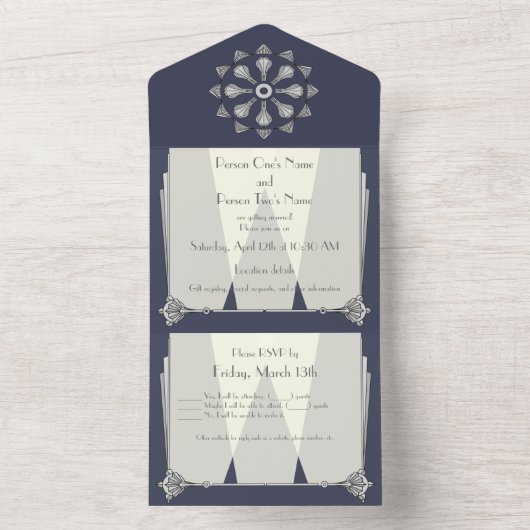 Swanky Art Deco All In One Einladung (Innen Boden)