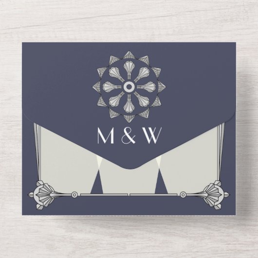 Swanky Art Deco All In One Einladung (Rückseite)