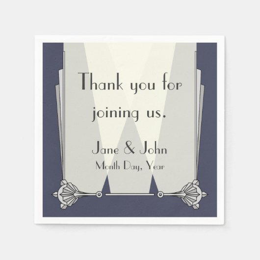 Swanky Art Deco in Blue Napkin Serviette (Vorderseite)