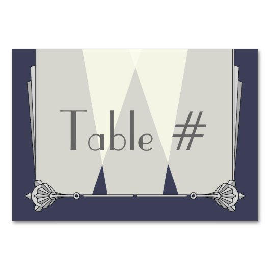 Swanky Art Deco in Blue Table Card Tischnummer (Vorderseite)