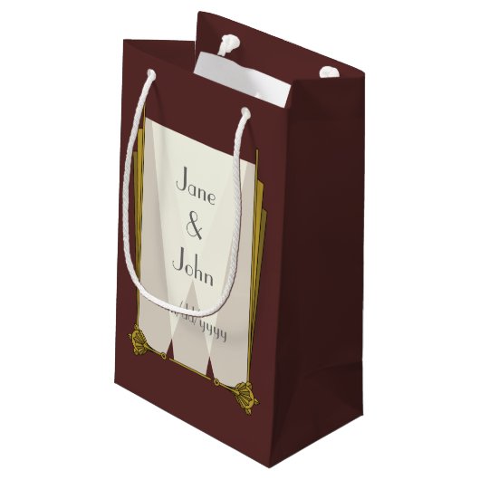 Swanky Art Deco in Red Gift Bag Kleine Geschenktüte (Rückseite Schrägansicht)