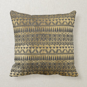 Swanky Imitat-Gold und schwarze Handgezeichneter Kissen