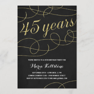 Swanky Imitats Goldene Foil 45. Geburtstagsparty Einladung