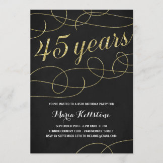 Swanky Imitats Goldene Foil 45. Geburtstagsparty Einladung