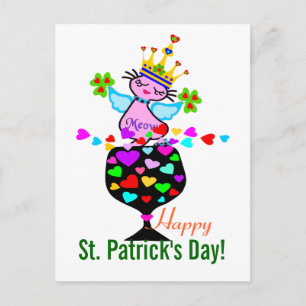♫ ♥ Swanky Queen-Cat-St. Patrick's Day Postcard Postkarte
