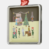 Swanky Vintager Cartoon Silbernes Ornament (Links)