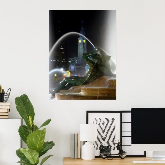 Swann Fountain w/City Hall Print Poster (Heimbüro)