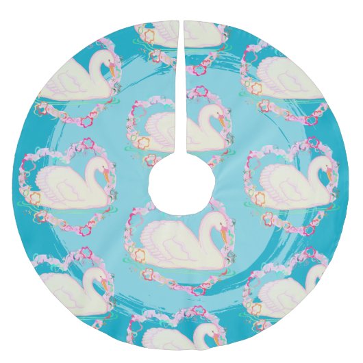 Swans 'a Schwimmen Polyester Weihnachtsbaumdecke (Vorderseite)