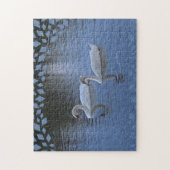 Swans auf Blue Lake Puzzle (Vertikal)