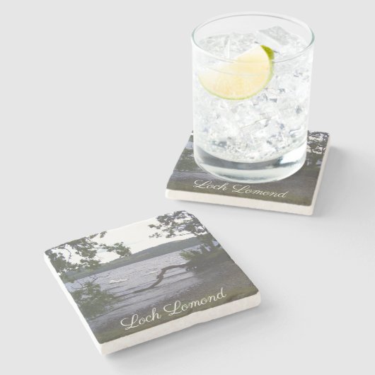 Swans auf Loch Lomond Steinuntersetzer (Seitenansicht)