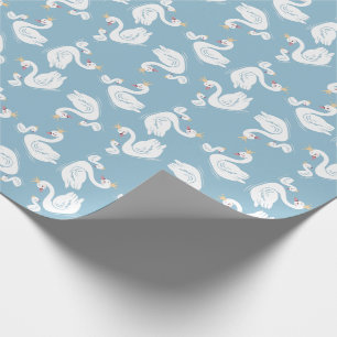 Swans Baby Duschvogel mit Crown Theme Blue Geschenkpapier