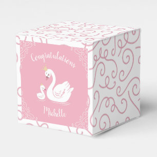 Swans Baby Duschvogel mit Crown Theme Pink Geschenkschachtel