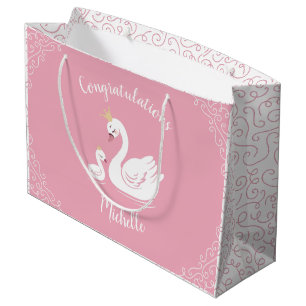 Swans Baby Duschvogel mit Crown Theme Pink Große Geschenktüte