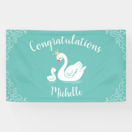 Swans Baby Showbird mit Crown Theme Aquamarin Banner