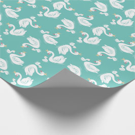 Swans Baby Showbird mit Crown Theme Aquamarin Geschenkpapier