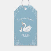 Swans Baby Showbird mit Crown Theme Blue Geschenkanhänger (Vorderseite)
