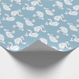 Swans Baby Showbird mit Crown Theme Blue Geschenkpapier