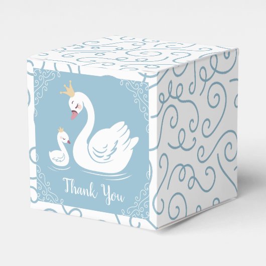 Swans Baby Showbird mit Crown Theme Blue Geschenkschachtel (Vorderseite)