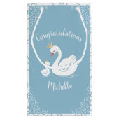 Swans Baby Showbird mit Crown Theme Blue Kleine Geschenktüte (Rückseite)