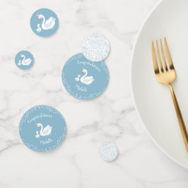Swans Baby Showbird mit Crown Theme Blue Konfetti