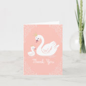 Swans Baby Showbird mit Crown Theme Peach Dankeskarte (Vorderseite)