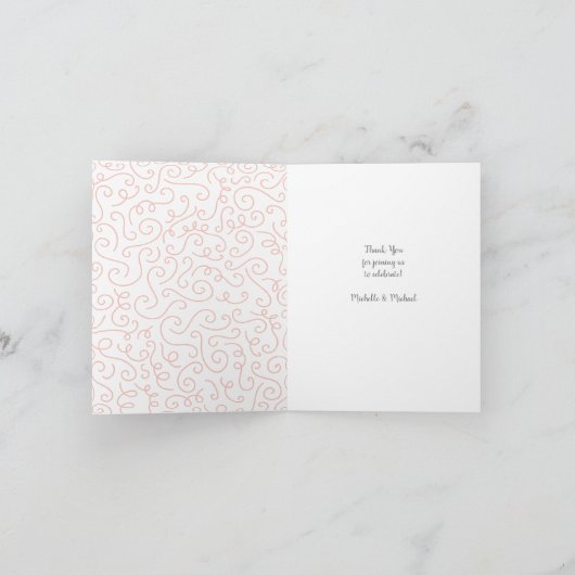 Swans Baby Showbird mit Crown Theme Peach Dankeskarte (Innenseite)