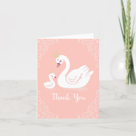 Swans Baby Showbird mit Crown Theme Peach Dankeskarte