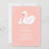 Swans Baby Showbird mit Crown Theme Peach Einladung (Vorderseite)