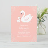 Swans Baby Showbird mit Crown Theme Peach Einladung (Stehend Vorderseite)