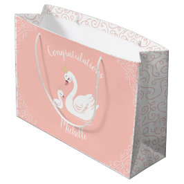 Swans Baby Showbird mit Crown Theme Peach Große Geschenktüte