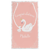 Swans Baby Showbird mit Crown Theme Peach Kleine Geschenktüte (Rückseite)