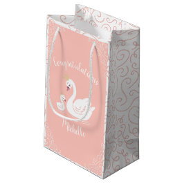 Swans Baby Showbird mit Crown Theme Peach Kleine Geschenktüte