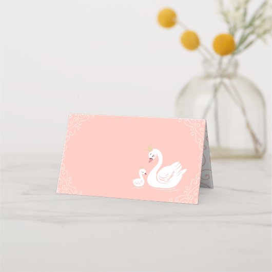 Swans Baby Showbird mit Crown Theme Peach Platzkarte (Vorderseite)