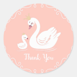 Swans Baby Showbird mit Crown Theme Peach Runder Aufkleber