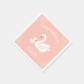 Swans Baby Showbird mit Crown Theme Peach Serviette (Ecke)