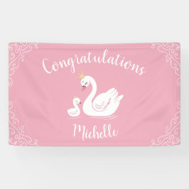Swans Baby Showbird mit Crown Theme Pink Banner