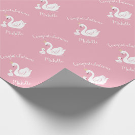 Swans Baby Showbird mit Crown Theme Pink Geschenkpapier